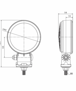 Proiector de lucru / mers inapoi rotund, LED FT-364 SLIM 1600lm 9 desen tehnic proiector de lucru mers inapoi rotund LED FT 364 SLIM